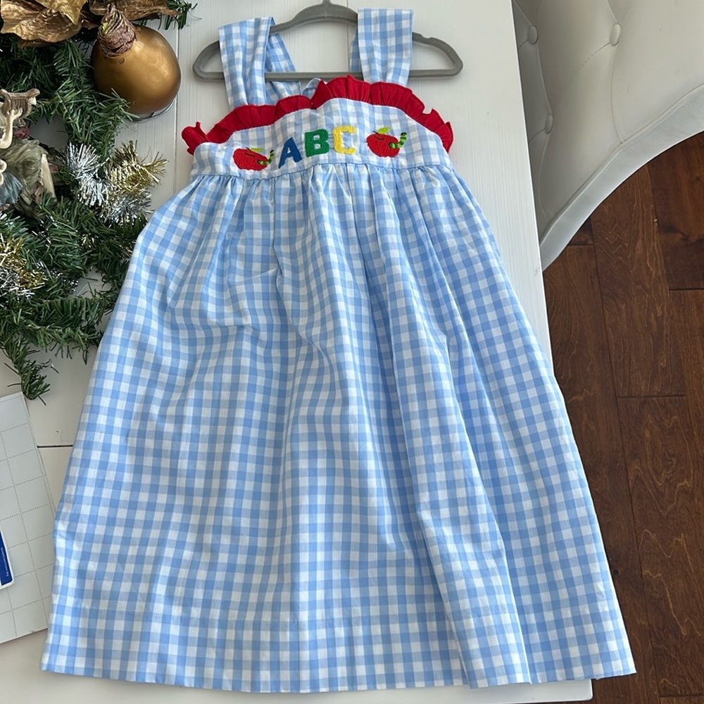 Cecil & Lou school dress 5T girls blue gingham ABC